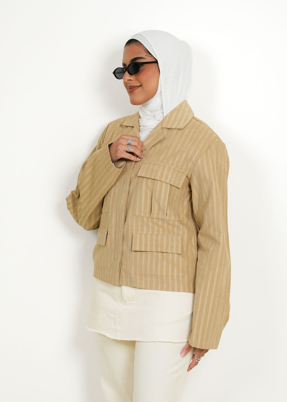 7965 Beige Jacket Shirt For Women