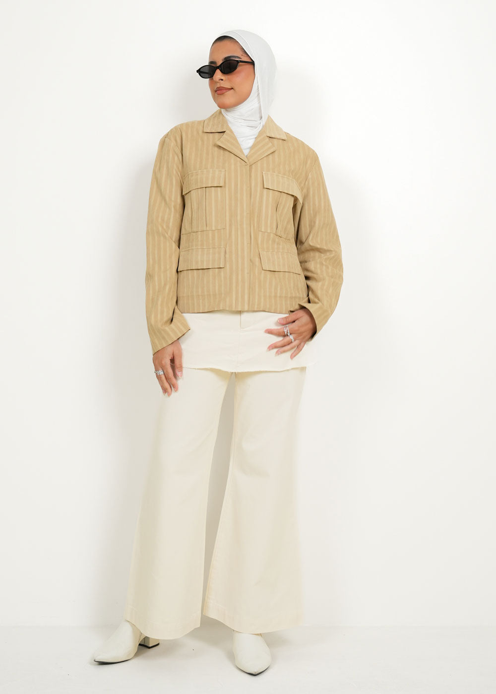 7965 Beige Jacket Shirt For Women