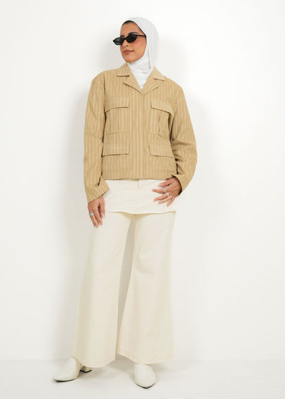 7965 Beige Jacket Shirt For Women