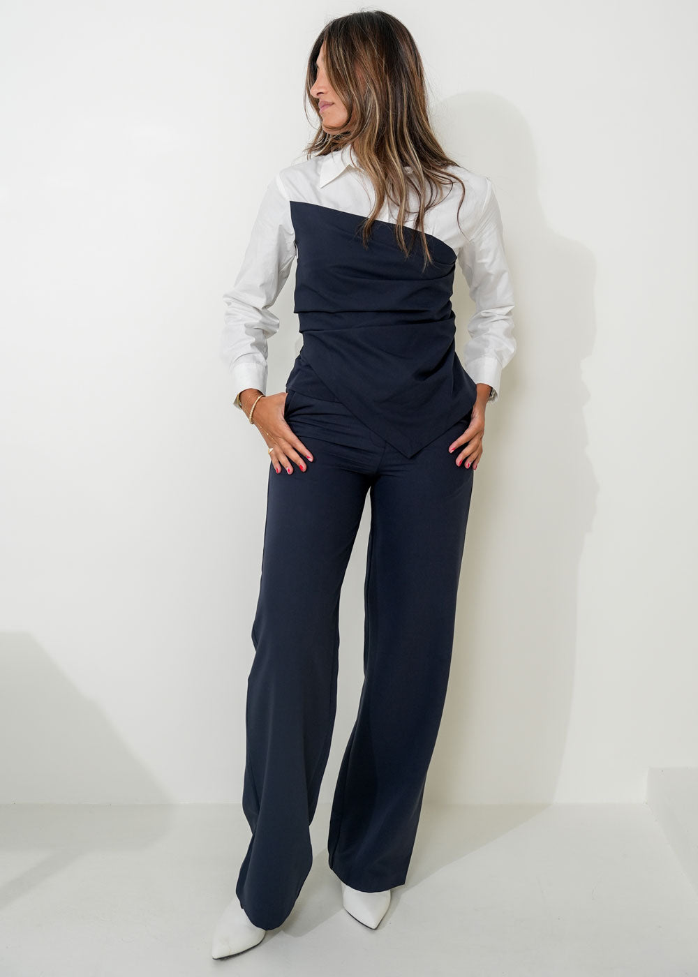 7904 Navy And White Set For Women