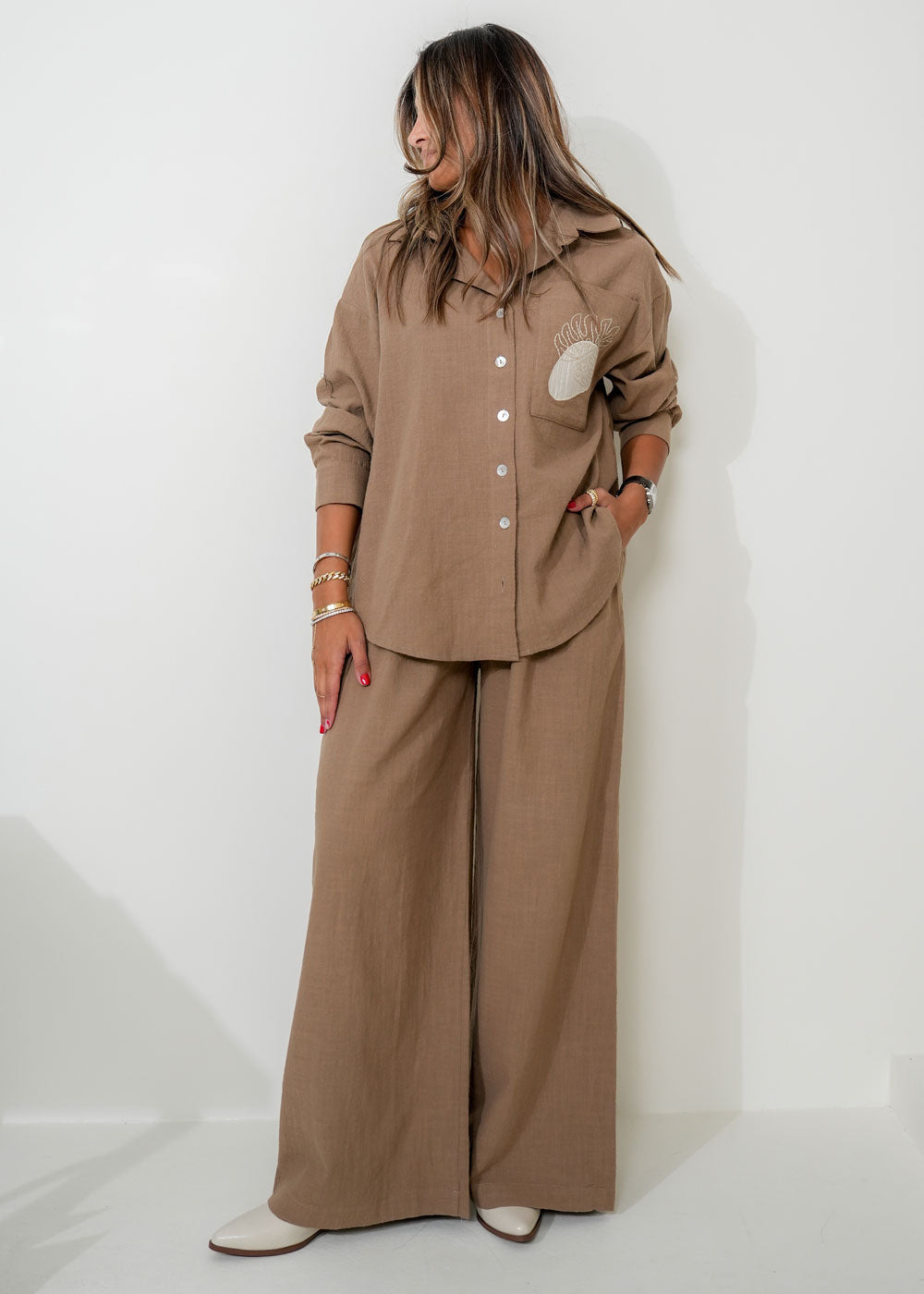 7887 Brown Leaf Set For Women