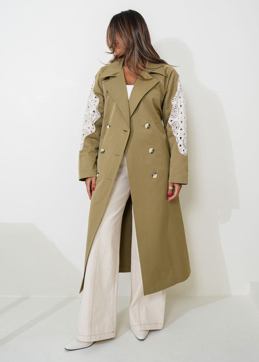 7894 Olive Long Jacket For Women