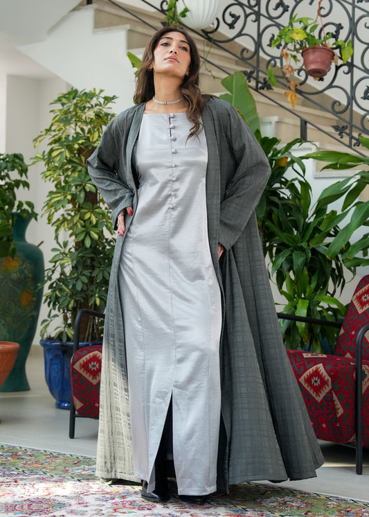 8072 Silver Grey Daraa Set For Women