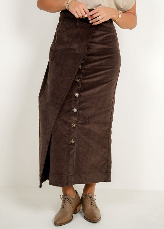 7943 Dark Brown Velvet Skirt For Women