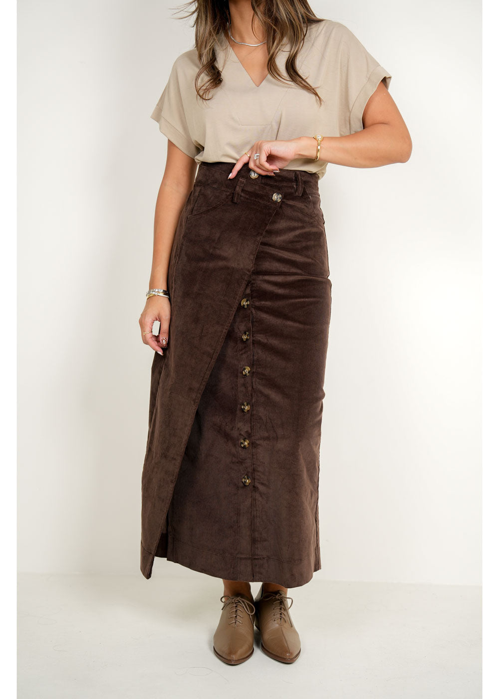 7943 Dark Brown Velvet Skirt For Women