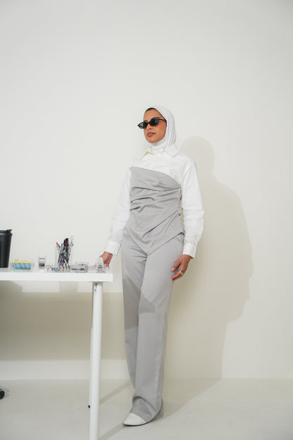 7904 Grey And White Set For Women