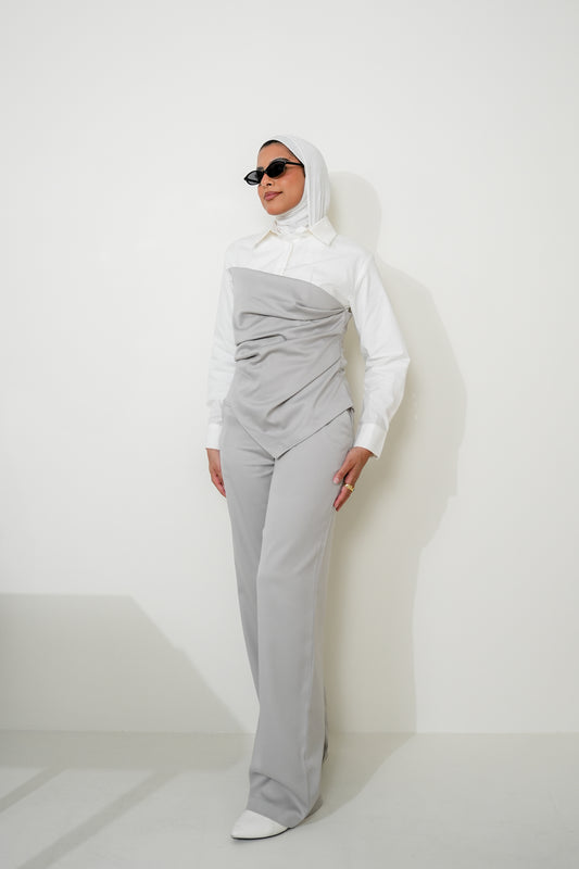 7904 Grey And White Set For Women