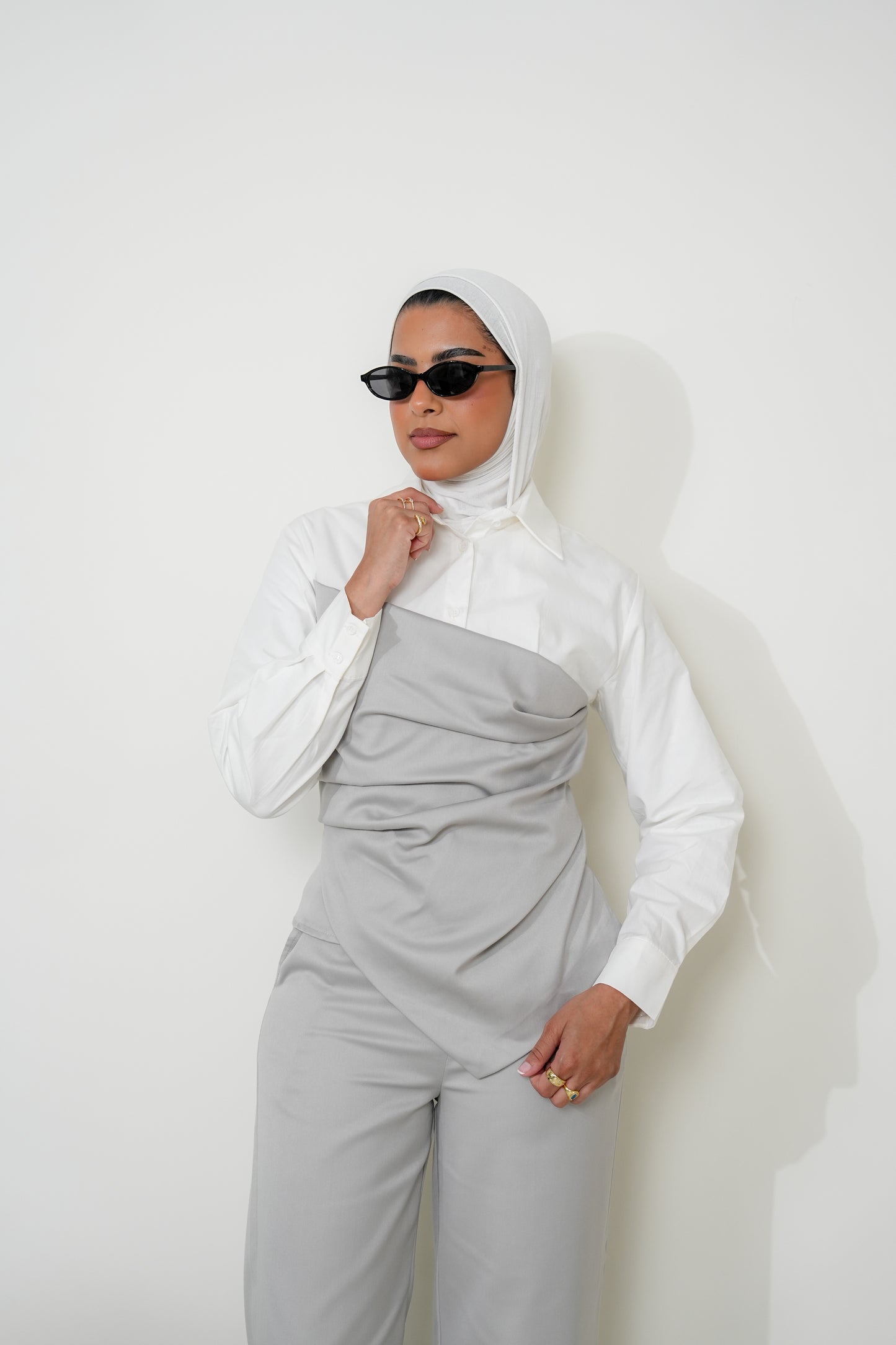 7904 Grey And White Set For Women