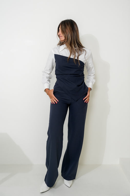 7904 Navy And White Set For Women