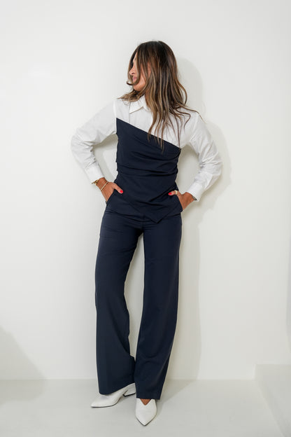7904 Navy And White Set For Women