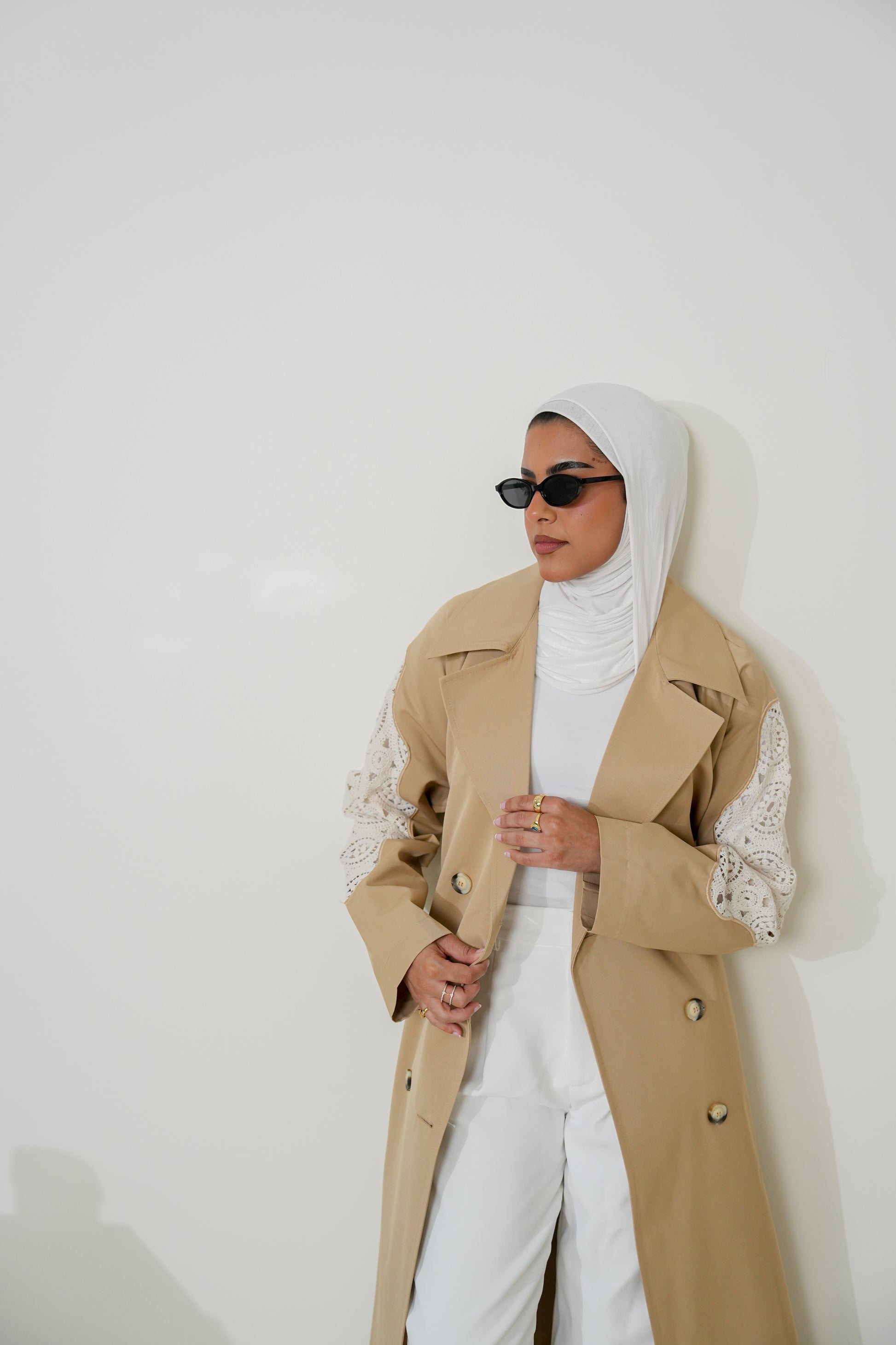 7894 Beige Long Jacket For Women
