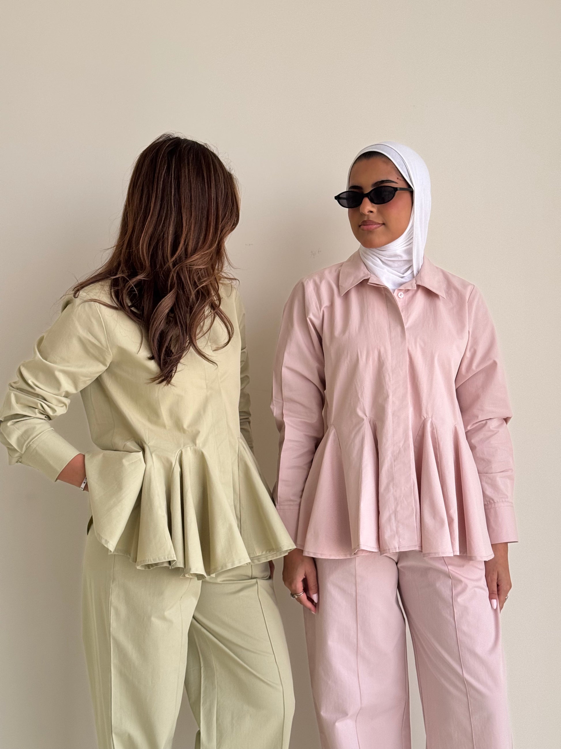 8187 Light Olive Shirt And Pants Set For Women