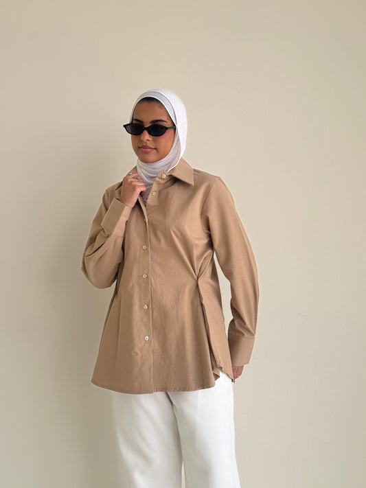 8175 Dark Beige Long Shirt For Women