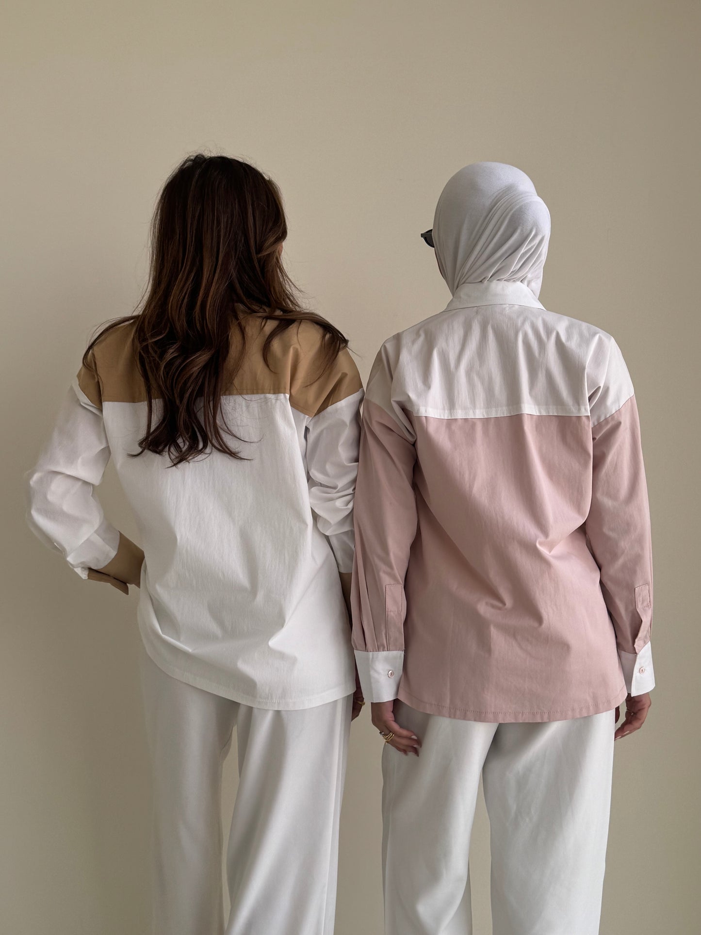 8176 Beige And White Shirt For Women