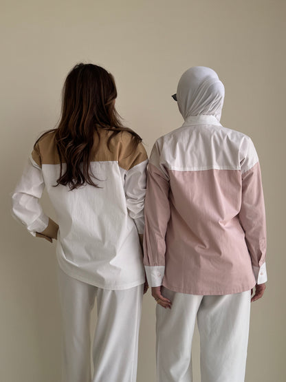 8176 Beige And White Shirt For Women