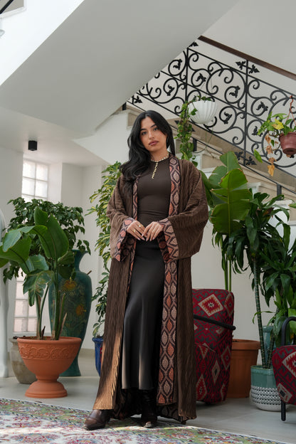 8061 Brown Velvet Bisht For Women