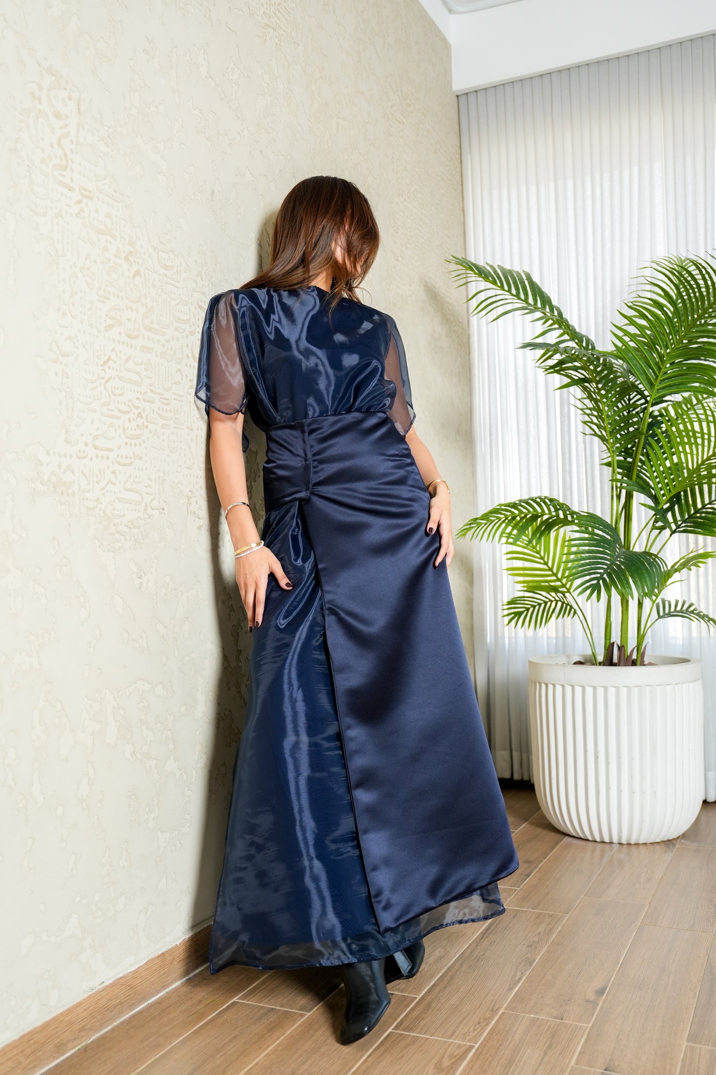 8109 Navy Blue Top And Skirt Set For Women