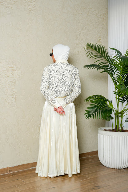 8112 Off White Shirt And Skirt Set For Women