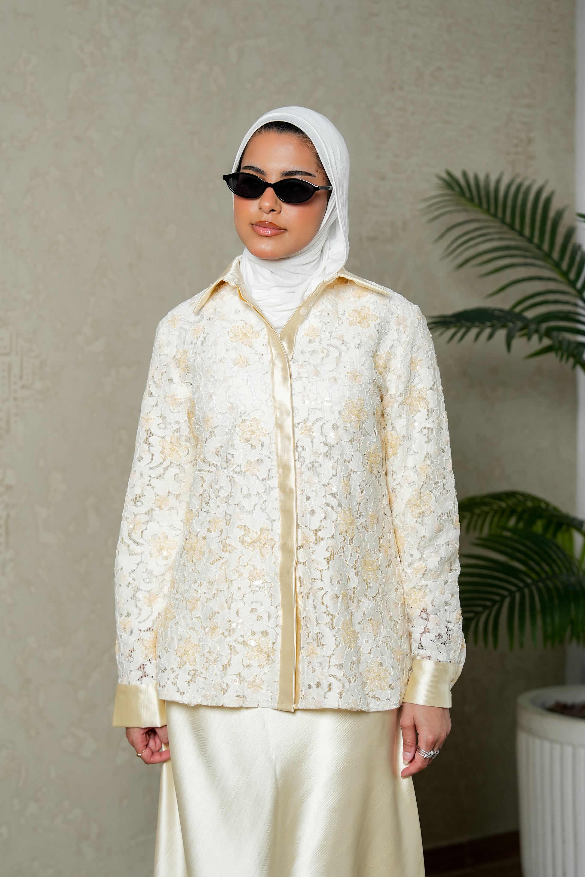 8111 Beige Shirt And Skirt Set For Women
