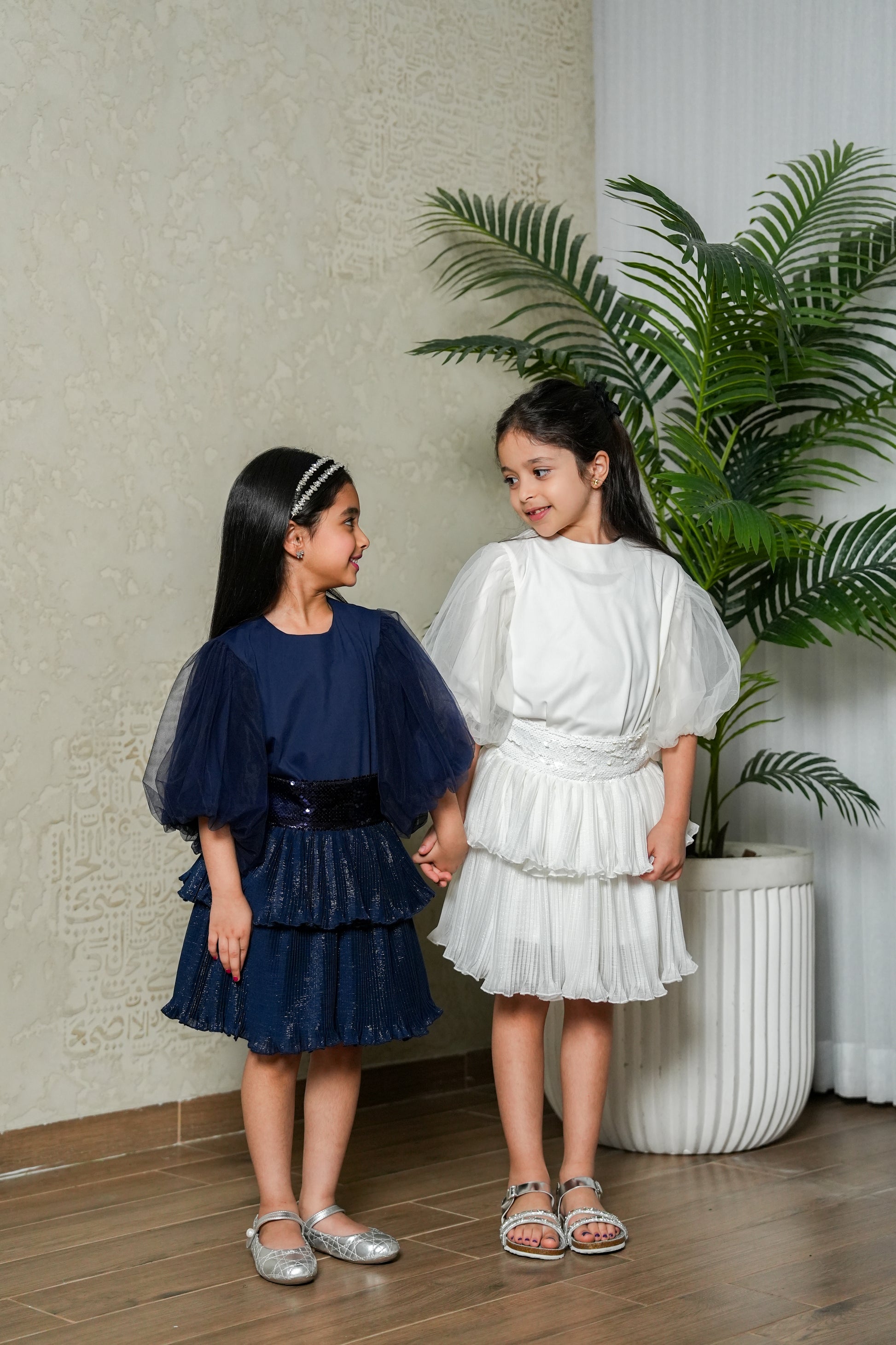 8157 White Dress Set For Girls