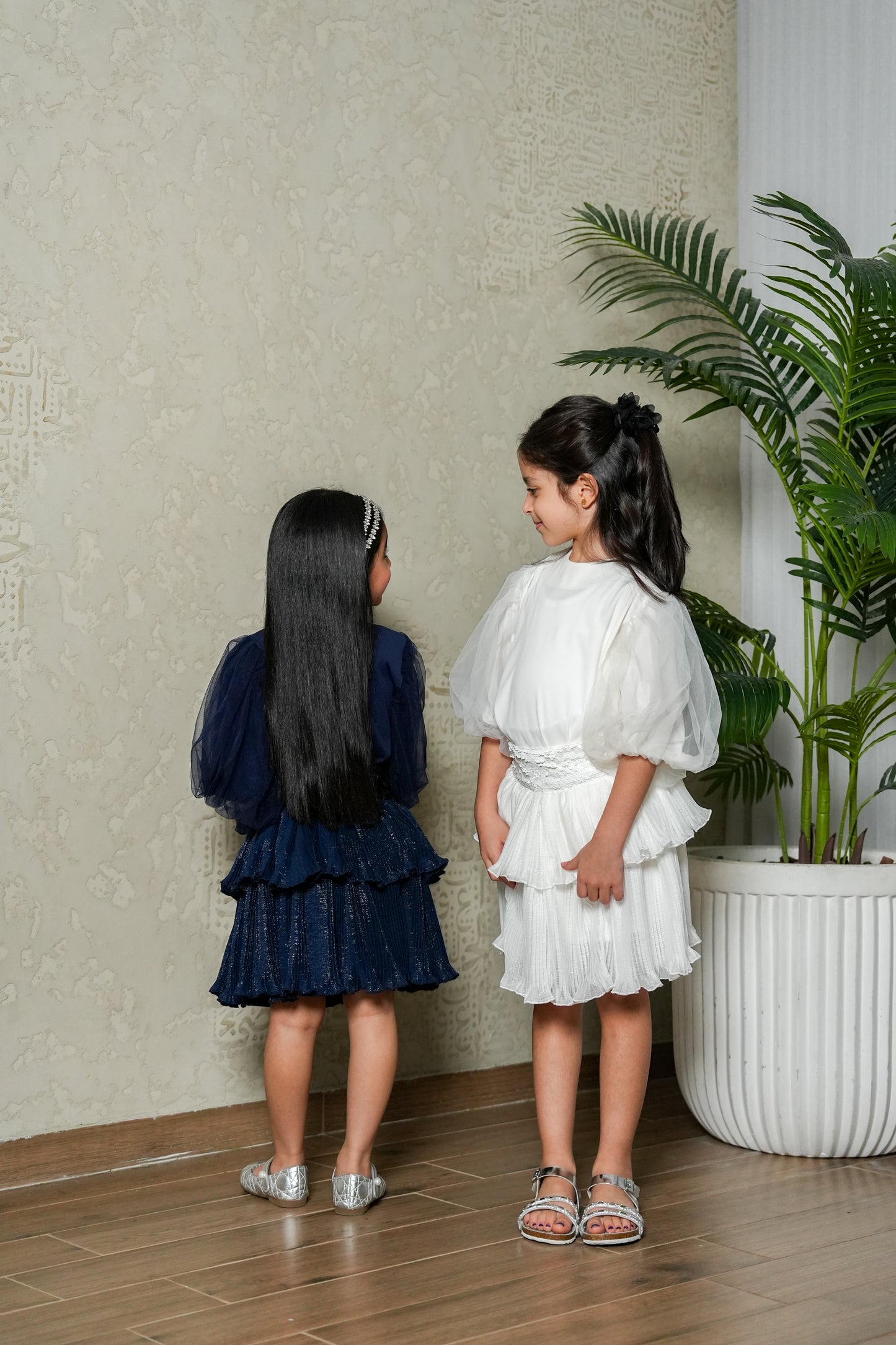 8157 White Dress Set For Girls
