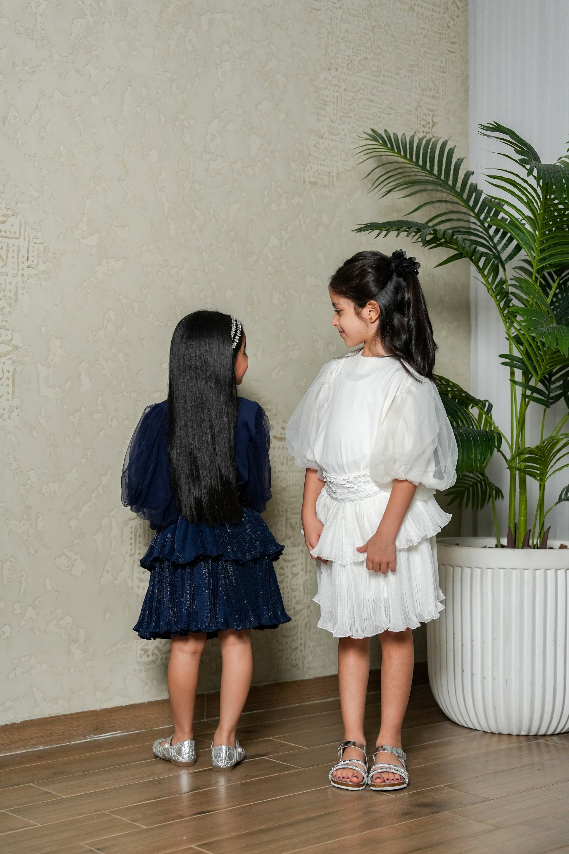 8157 White Dress Set For Girls