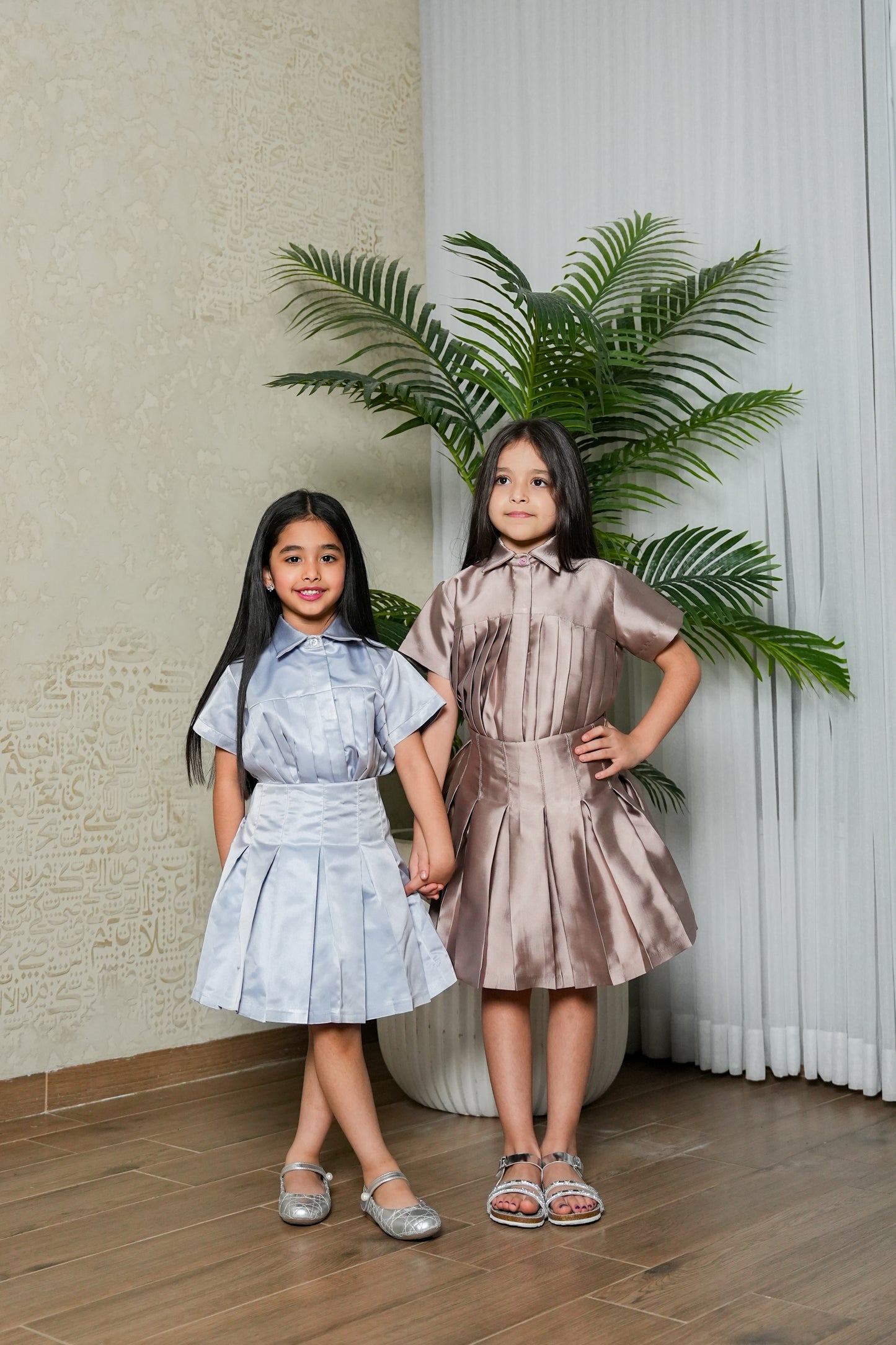 8110 Light Grey Top And Skirt Set For Girls