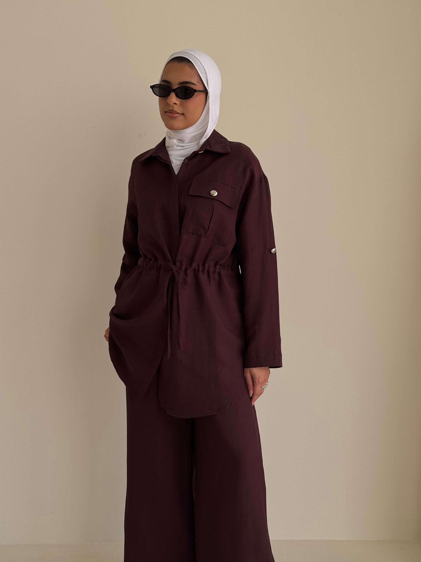 8200 Burgundy Shirt And Pants Set For Women