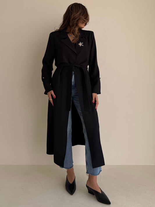 8208 Black Long Jacket For Women