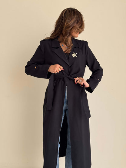 8208 Black Long Jacket For Women