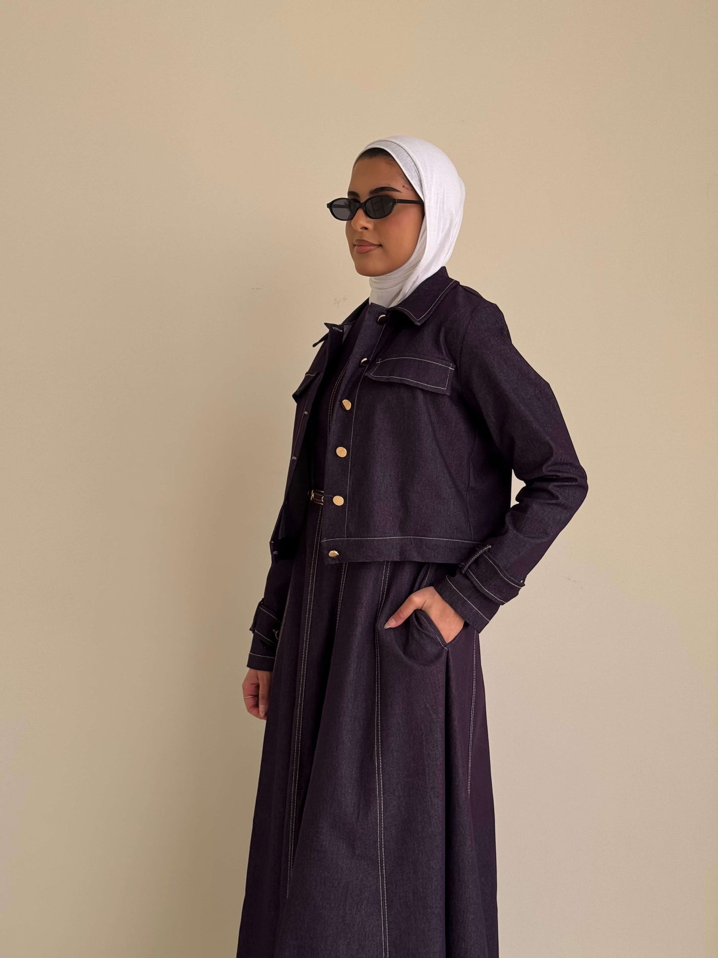 8212 Burgundy Purple Jacket And Skirt Set For Women