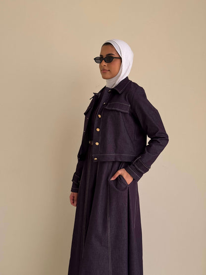 8212 Burgundy Purple Jacket And Skirt Set For Women