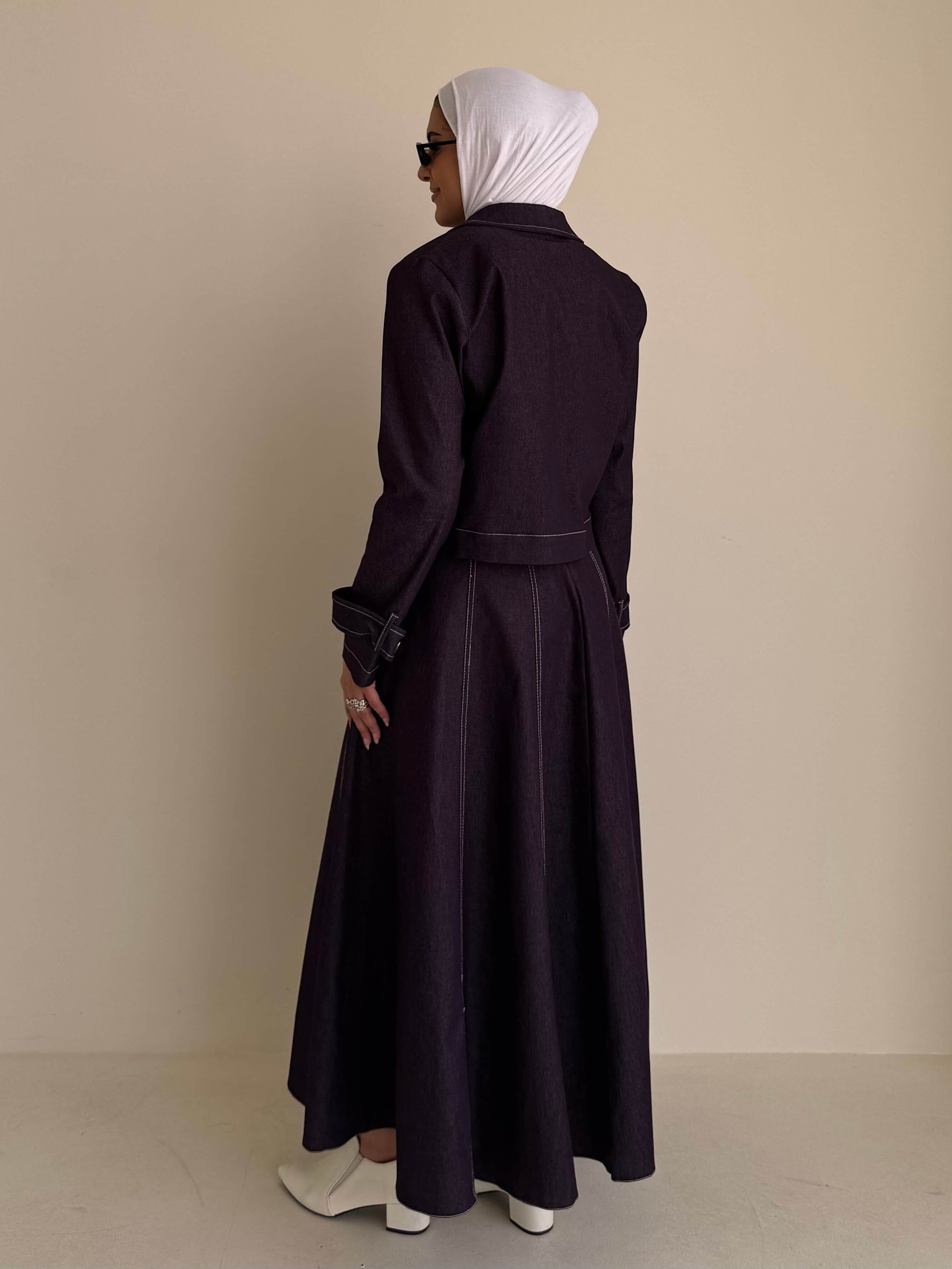 8212 Burgundy Purple Jacket And Skirt Set For Women