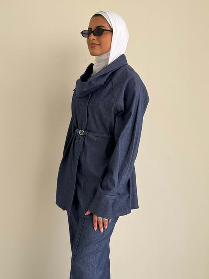 8211 Blue Shirt And Pants Set For Women