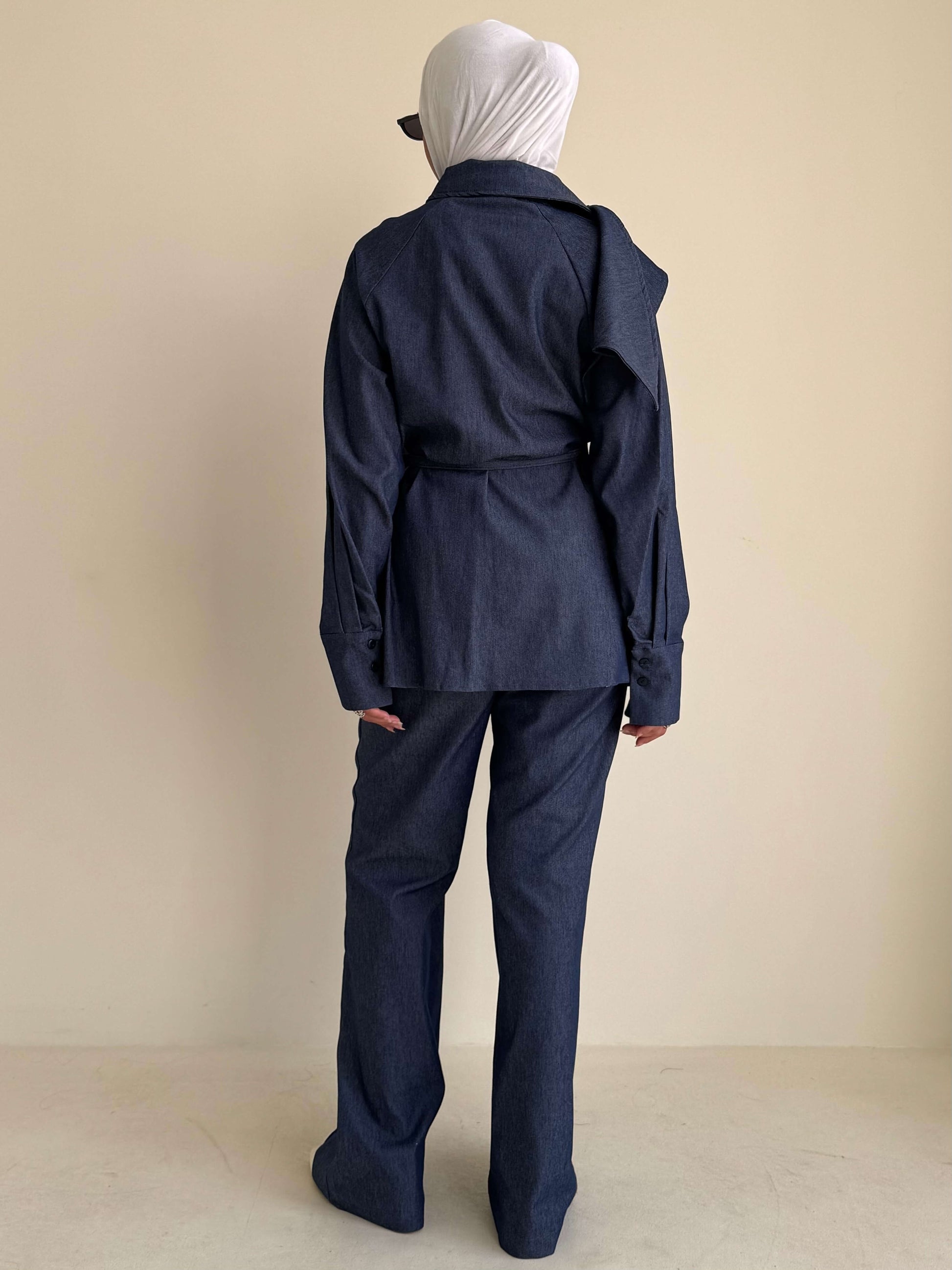 8211 Blue Shirt And Pants Set For Women