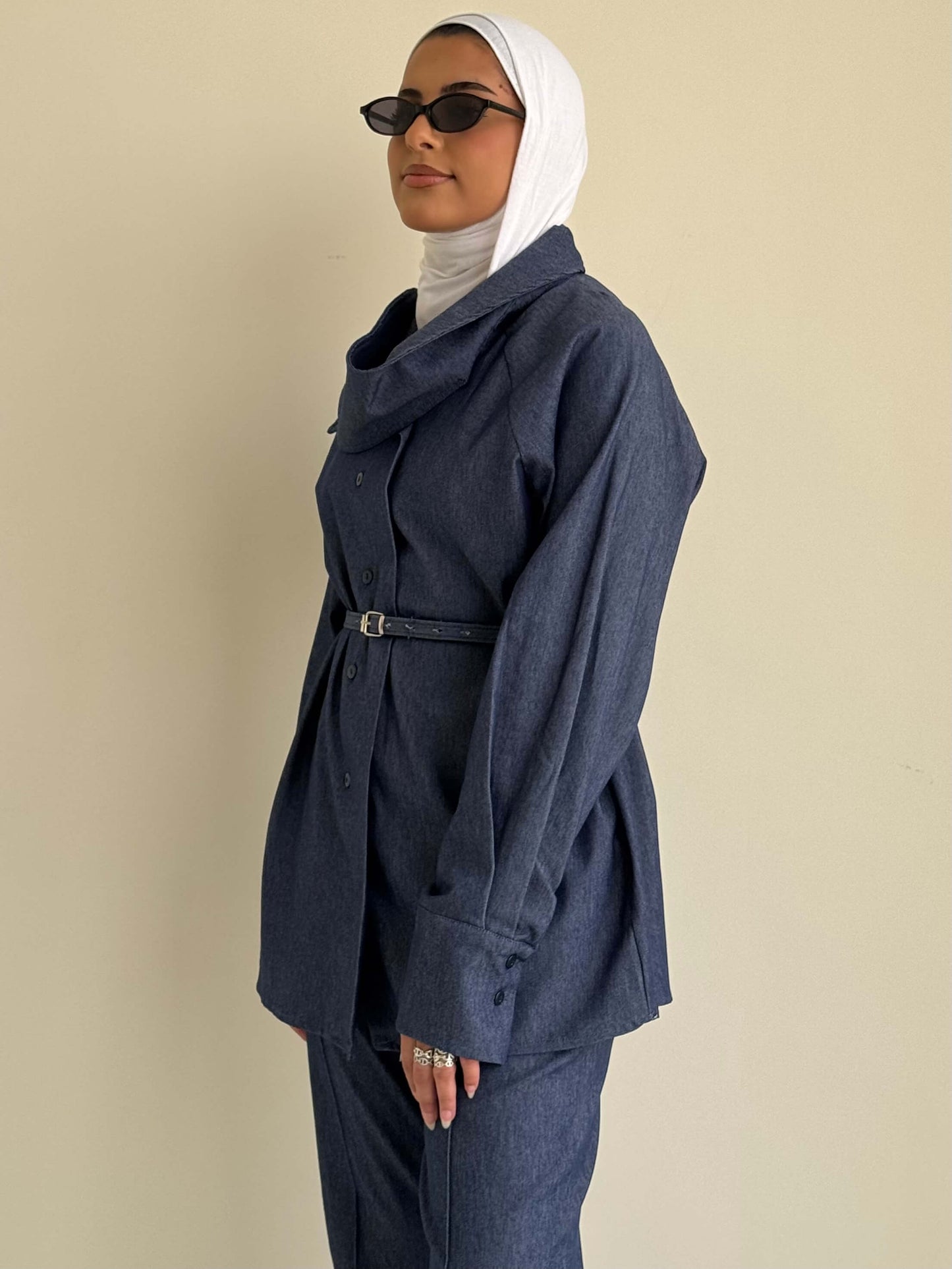 8211 Blue Shirt And Pants Set For Women