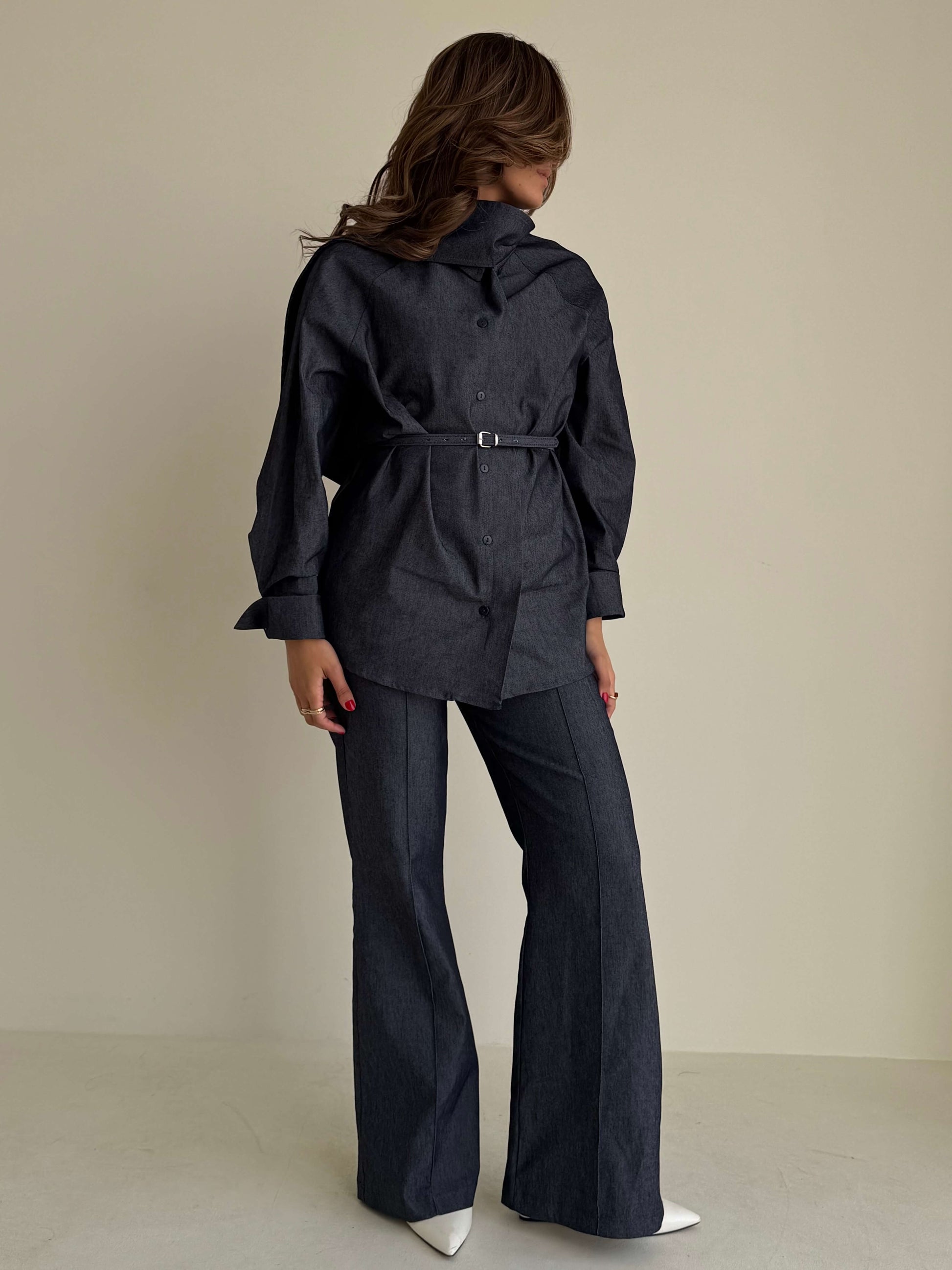 8211 Navy Shirt And Pants Set For Women
