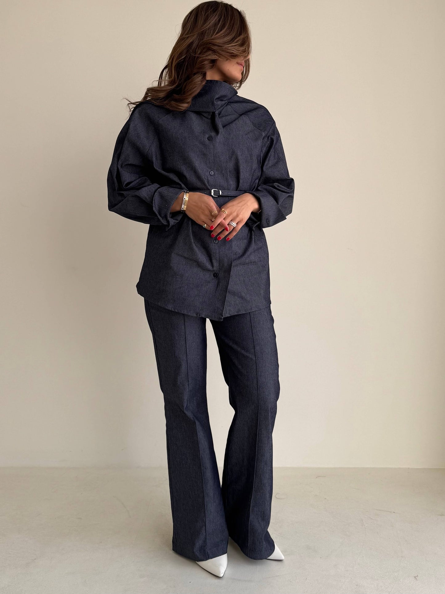 8211 Navy Shirt And Pants Set For Women