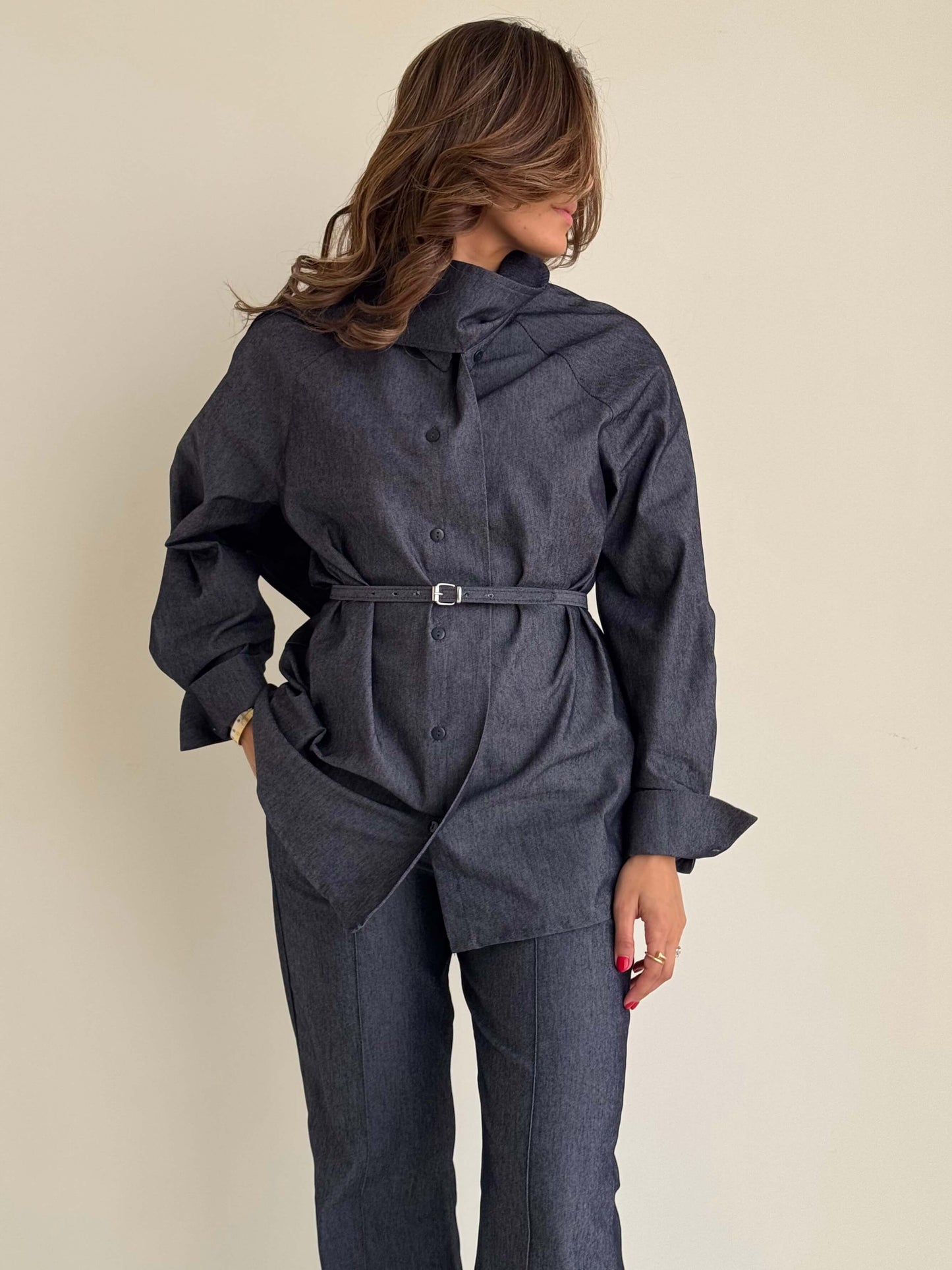 8211 Navy Shirt And Pants Set For Women
