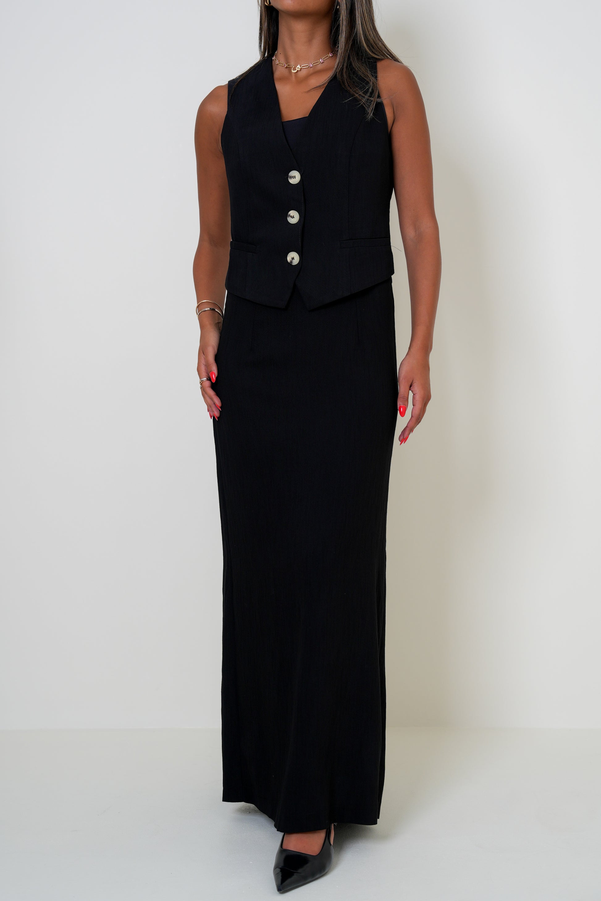 7900 BLACK Sleeveless Set For Women