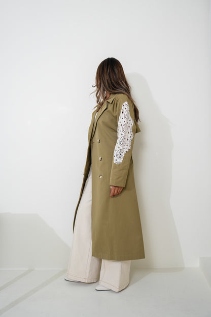 7894 Olive Long Jacket For Women