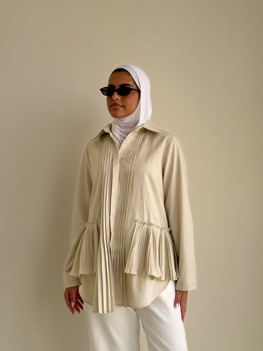 8238 Light Beige Long Shirt For Women