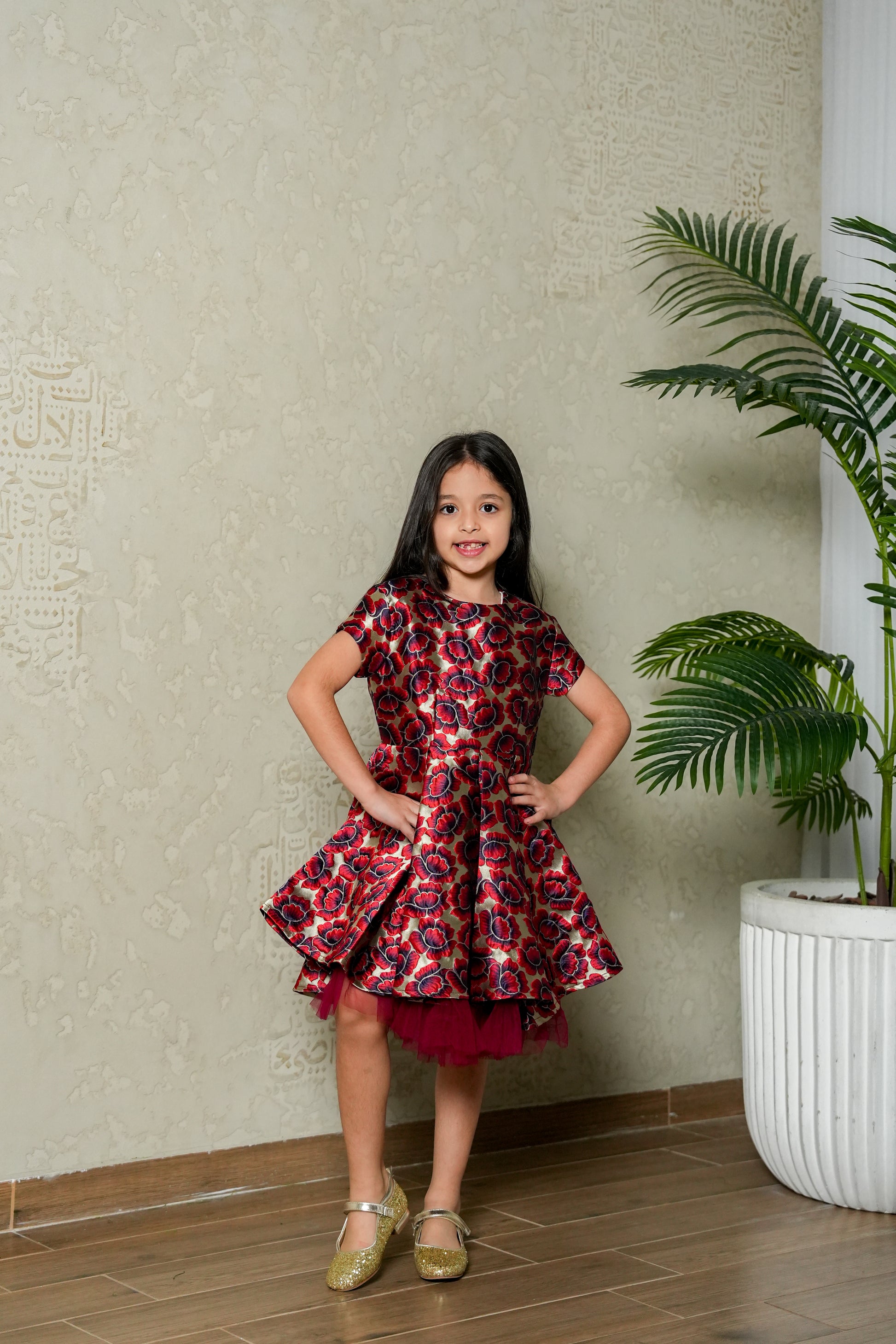 8108 Maroon Sleeveless Dress For Girls