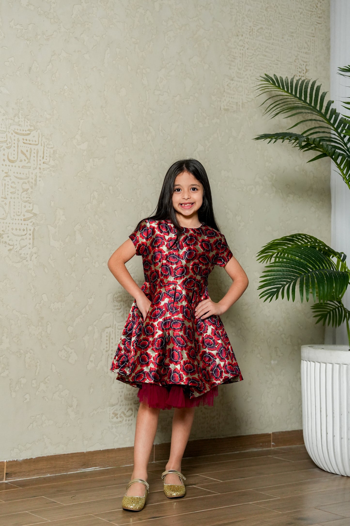 8108 Maroon Sleeveless Dress For Girls
