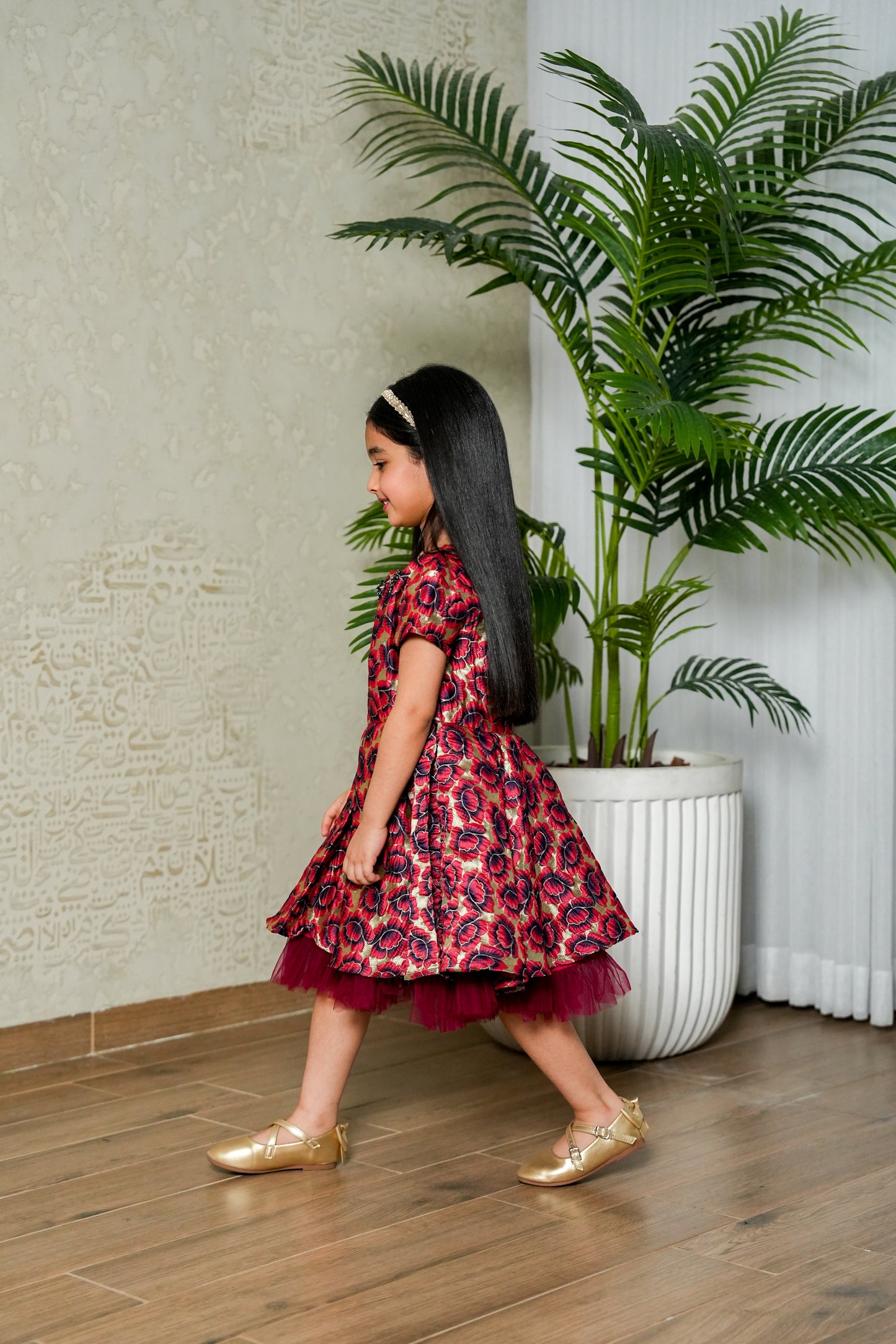 8108 Maroon Sleeveless Dress For Girls