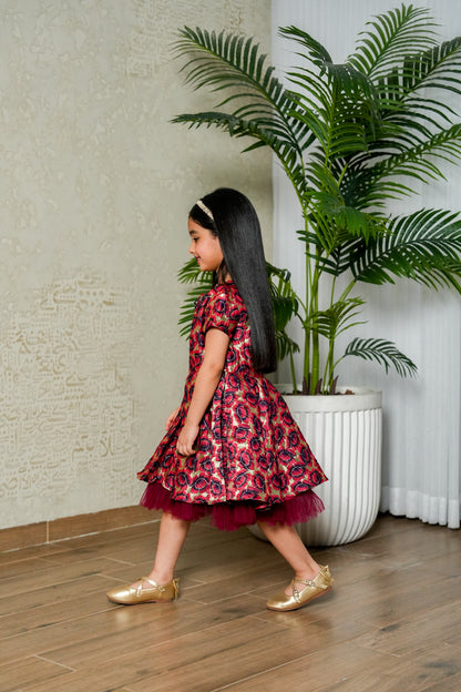 8108 Maroon Sleeveless Dress For Girls