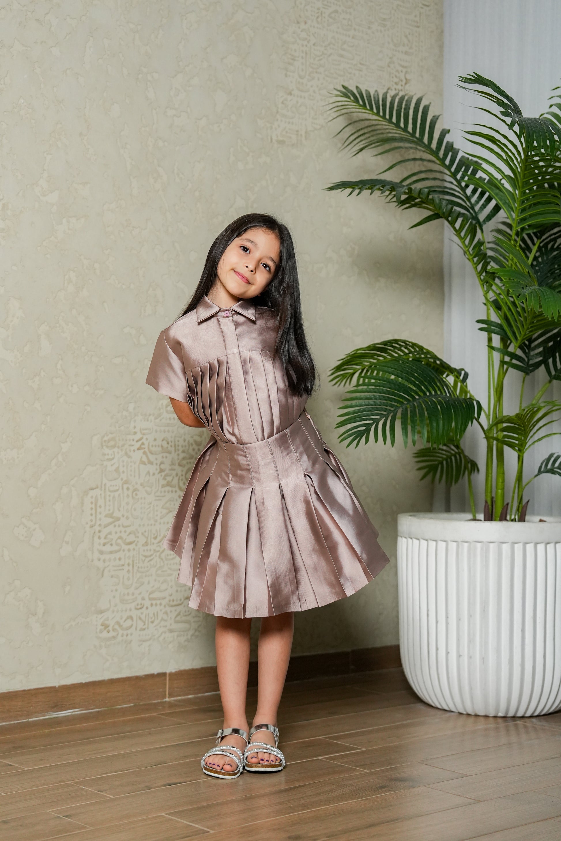 8110 Pink Top And Skirt Set For Girls
