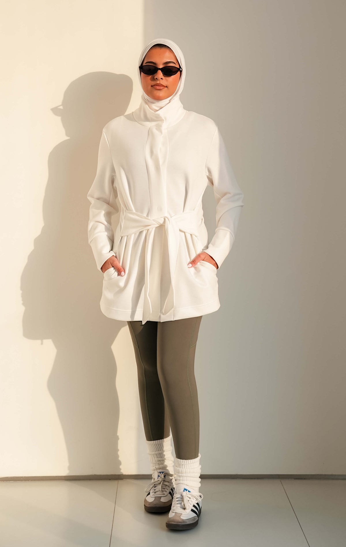 7473 Not So Basic White Long Jacket For Women