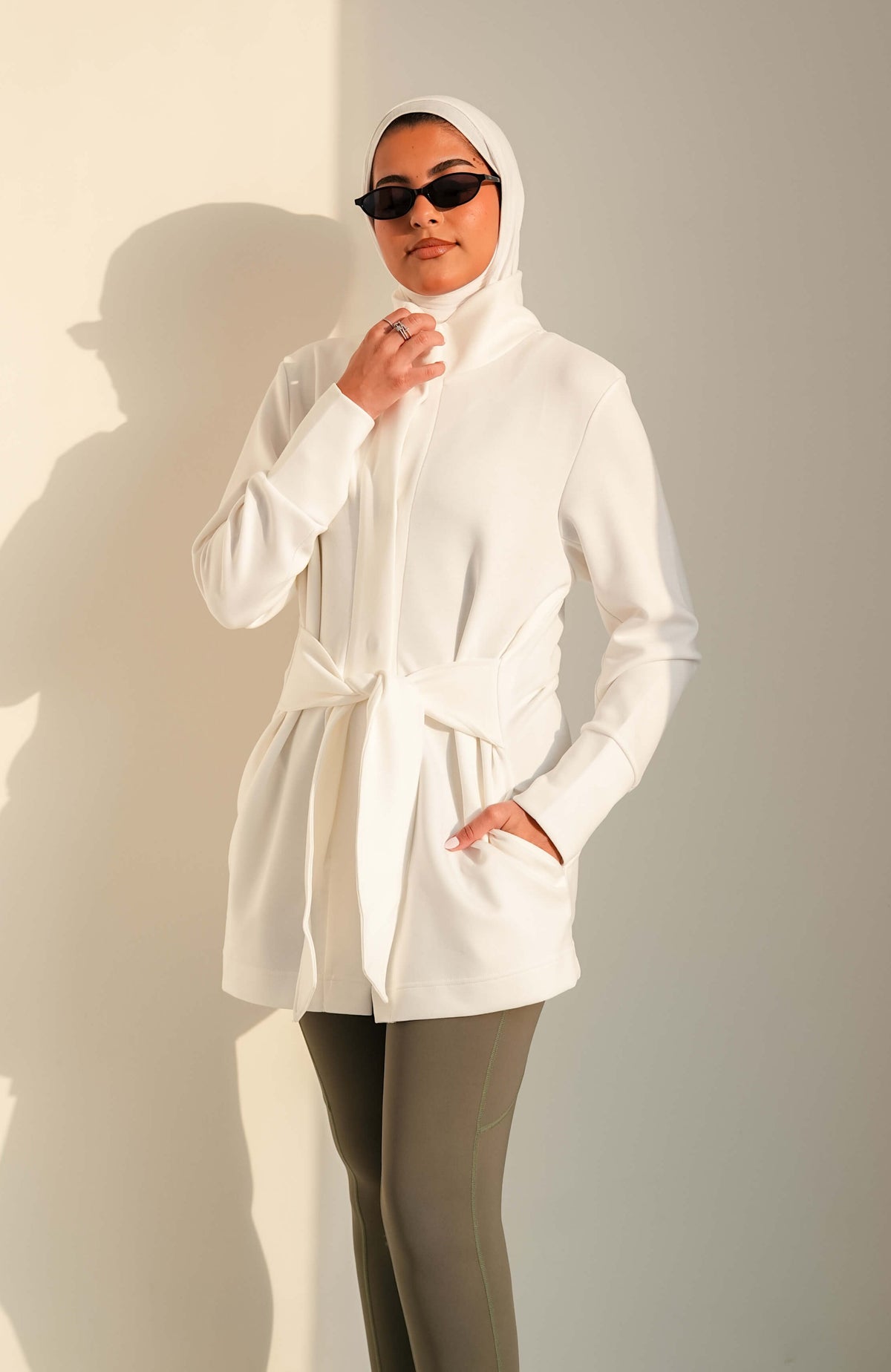 7473 Not So Basic White Long Jacket For Women