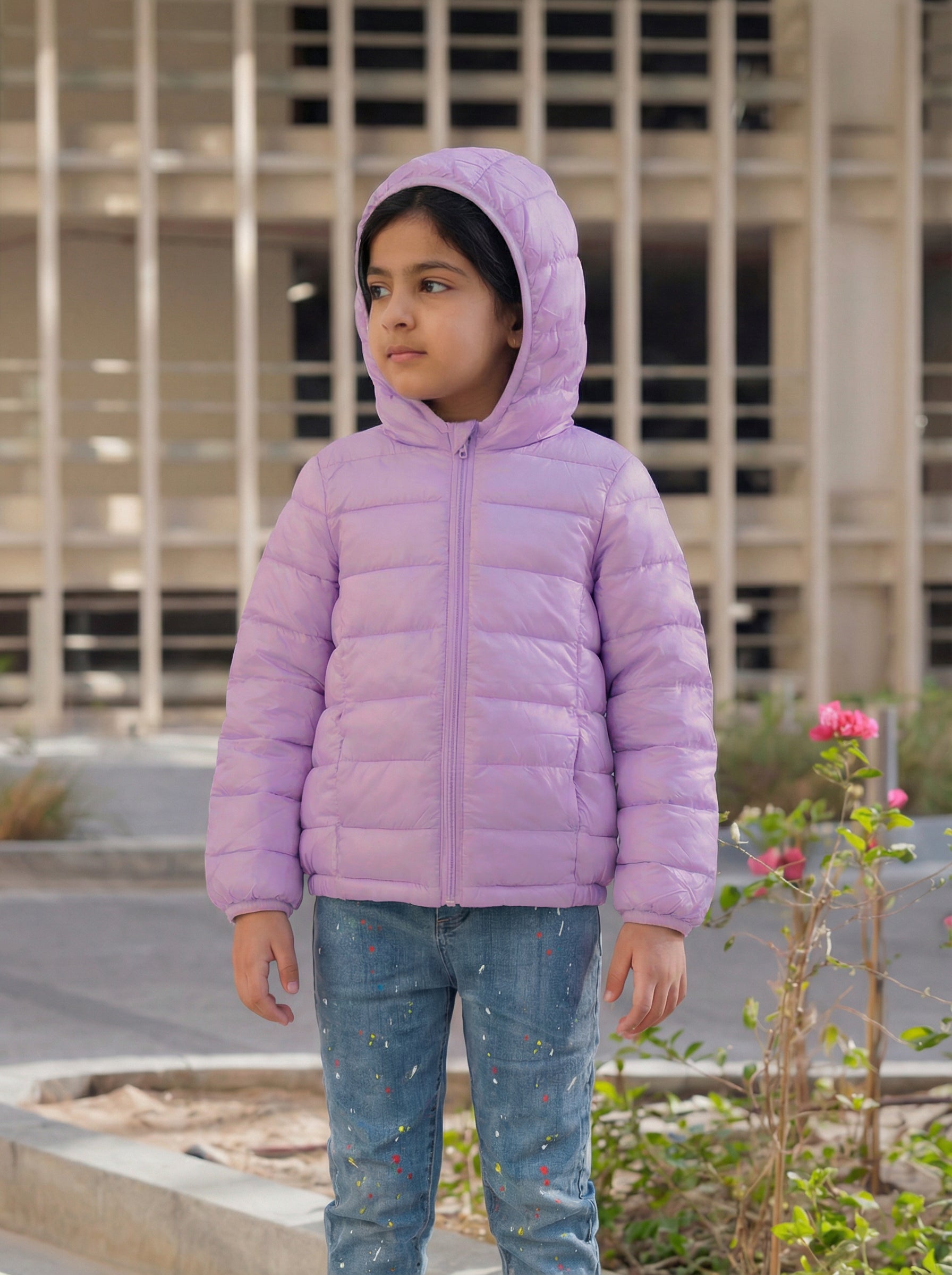 Multi-Color Winter Jacket With Hoodie For Kids